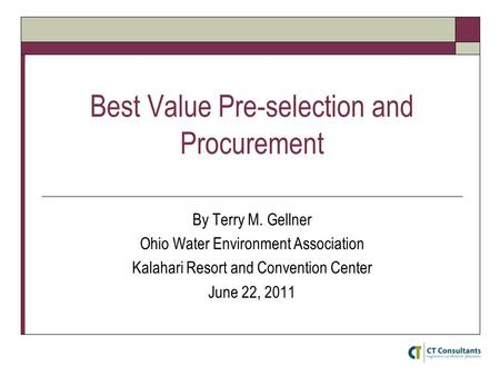 Best Value Pre-selection and Procurement