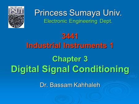 3441 Industrial Instruments 1 Chapter 3 Digital Signal Conditioning