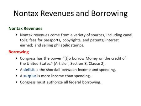 Nontax Revenues and Borrowing