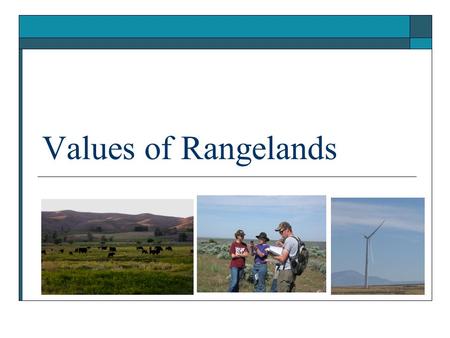 Values of Rangelands.  Define multiple use  Identify and discuss the benefits and uses of rangeland Objectives.