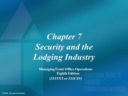 Competencies for Security and the Lodging Industry