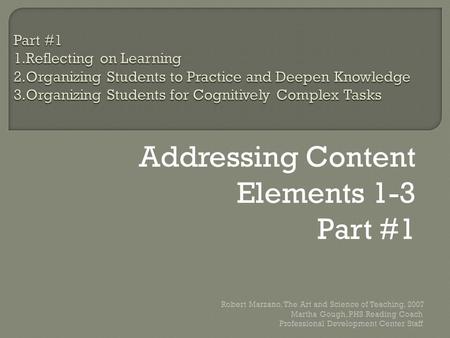 Addressing Content Elements 1-3 Part #1