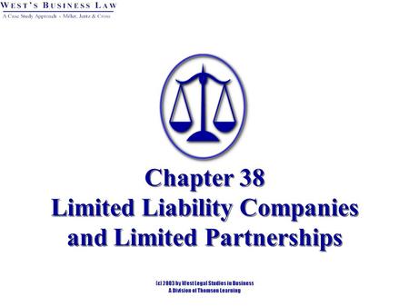 Chapter 38 Limited Liability Companies and Limited Partnerships.