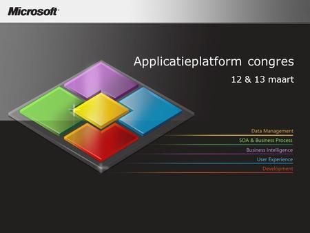 Applicatieplatform congres 12 & 13 maart. Projectplanning en rapportage met meer controle en inzicht Visual Studio Team System bracht het ontwikkelteam.