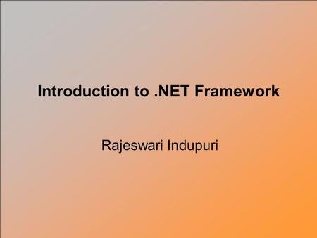 Introduction to .NET Framework