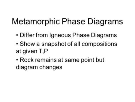 Metamorphic Phase Diagrams