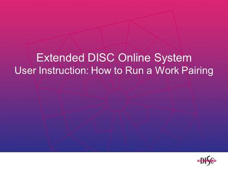 Extended DISC Online System User Instruction: How to Run a Work Pairing.