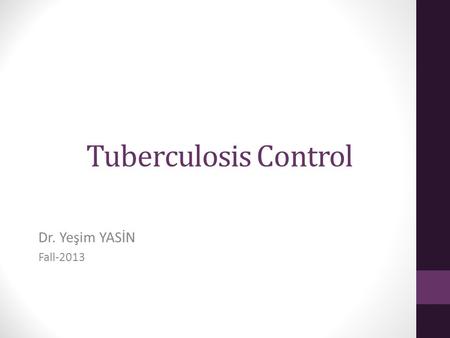 Tuberculosis Control Dr. Yeşim YASİN Fall-2013.