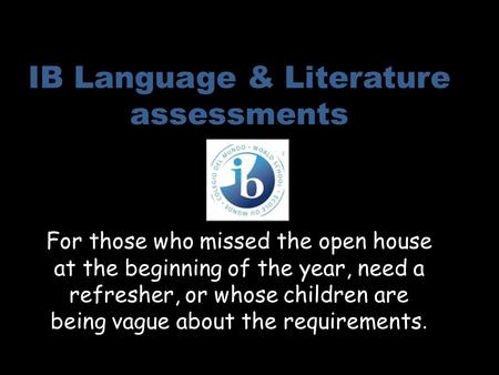 IB Language & Literature assessments