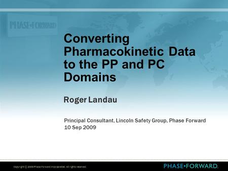 Converting Pharmacokinetic Data to the PP and PC Domains
