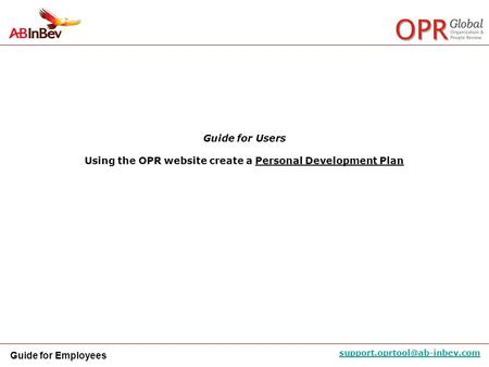 Using the OPR website create a Personal Development Plan