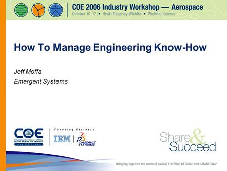 How To Manage Engineering Know-How Jeff Moffa Emergent Systems.