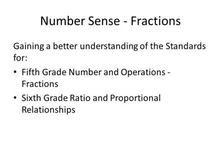 Number Sense - Fractions