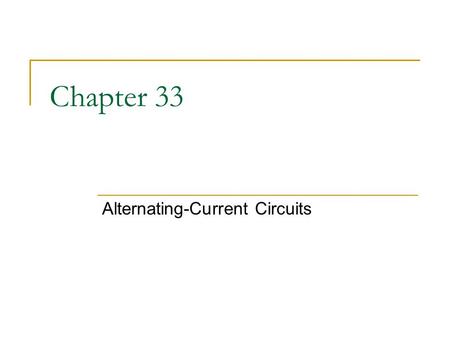 Alternating-Current Circuits