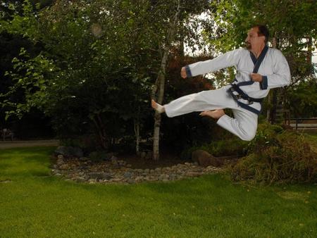 J flying side kick. Adult class - Ben – side kick.