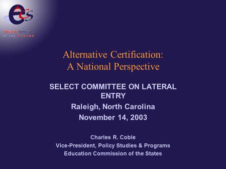Alternative Certification: A National Perspective