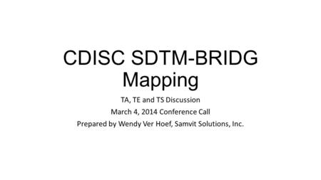 CDISC SDTM-BRIDG Mapping