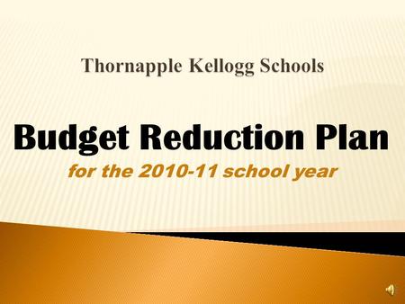 Budget Reduction Plan for the 2010-11 school year.