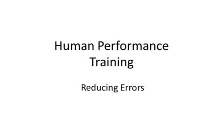 Human Performance Training
