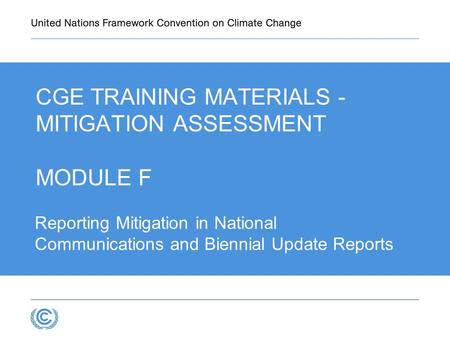CGE Training materials - Mitigation Assessment Module F