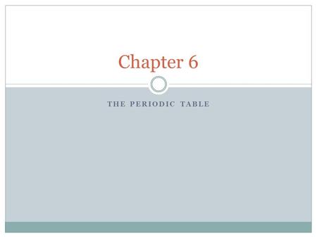 Chapter 6 The Periodic Table.
