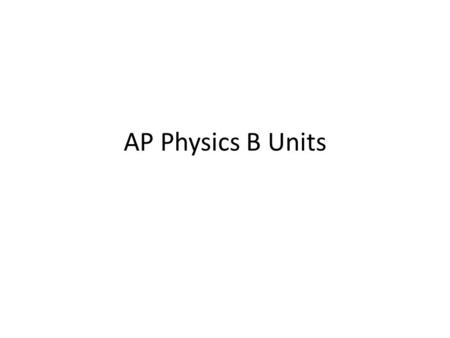 AP Physics B Units.