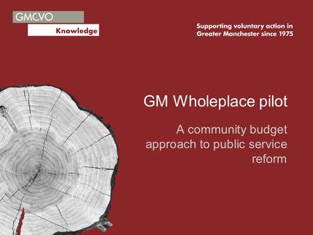 GM Wholeplace pilot A community budget approach to public service reform.