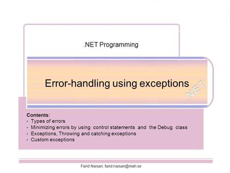 Error-handling using exceptions