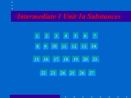 Intermediate 1 Unit 1a Substances 123 4567 89 10 111213 14 15 22 2324 25 26 27 161718192021.