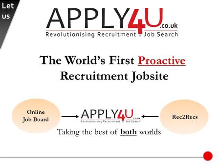 Taking the best of both worlds Online Job Board Rec2Recs The World’s First Proactive Recruitment Jobsite Let us.