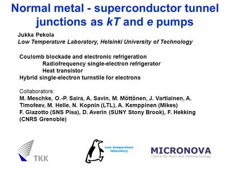 Normal metal - superconductor tunnel junctions as kT and e pumps