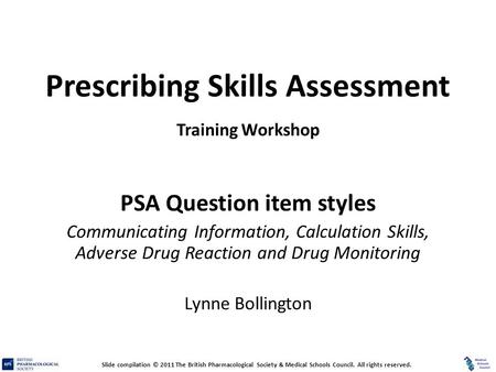 Prescribing Skills Assessment Training Workshop