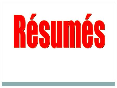Résumé Writing The main reason for a résumé is to promote your qualifications, to get the employer interested enough to offer you an interview.