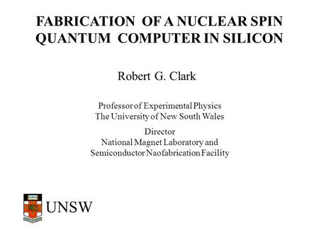FABRICATION OF A NUCLEAR SPIN QUANTUM COMPUTER IN SILICON