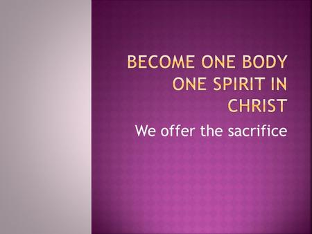 We offer the sacrifice. PRINCIPLES OF THE REFORM The priestly people offer the sacrifice.