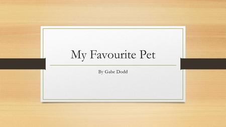 My Favourite Pet By Gabe Dodd As long as I can remember, I’ve always wanted a dog. Well that need became real and at the age of 6 I had received my dog.