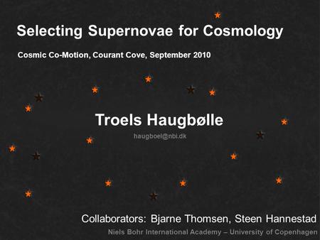 Selecting Supernovae for Cosmology