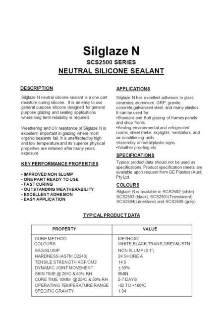 Silglaze N NEUTRAL SILICONE SEALANT SCS2500 SERIES DESCRIPTION