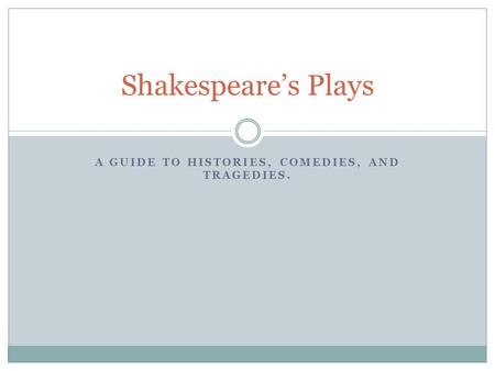 A GUIDE TO HISTORIES, COMEDIES, AND TRAGEDIES.