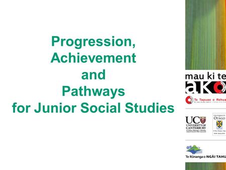 Progression, Achievement and Pathways for Junior Social Studies