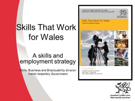 1 Skills That Work for Wales A skills and employment strategy Skills, Business and Employability division Welsh Assembly Government.