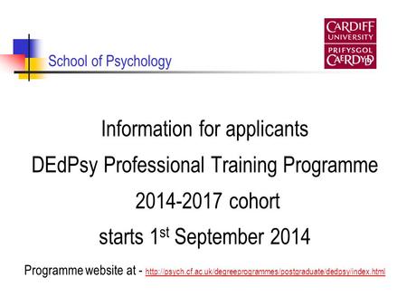 Information for applicants DEdPsy Professional Training Programme