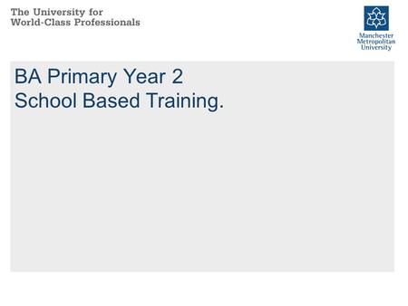 BA Primary Year 2 School Based Training.. Thank You.