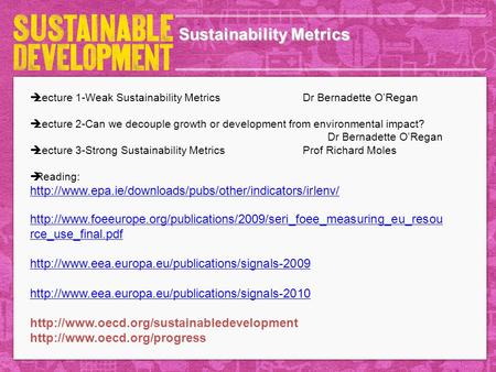 Sustainability Metrics