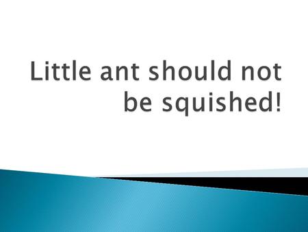  I strongly believe that little ant should not be squished. It is cruelty to animals and devastating news for his family.