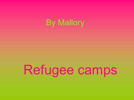 Refugee camps By Mallory. Refugee camps 1 what are some difficulties that you might have in a camp? all the different people that are there Living in.
