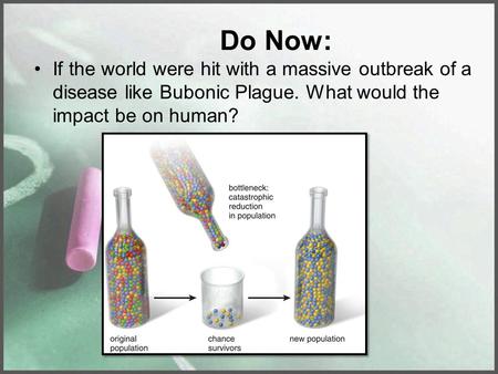 Do Now: If the world were hit with a massive outbreak of a disease like Bubonic Plague. What would the impact be on human?