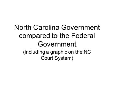 North Carolina Government compared to the Federal Government (including a graphic on the NC Court System)