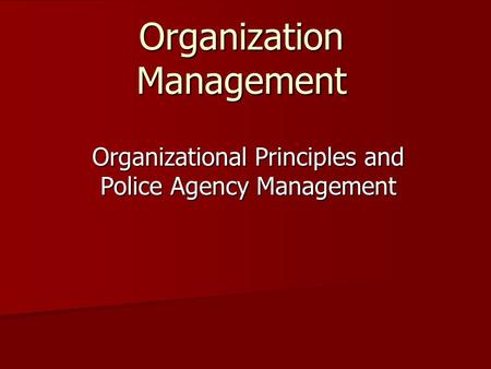 Organization Management