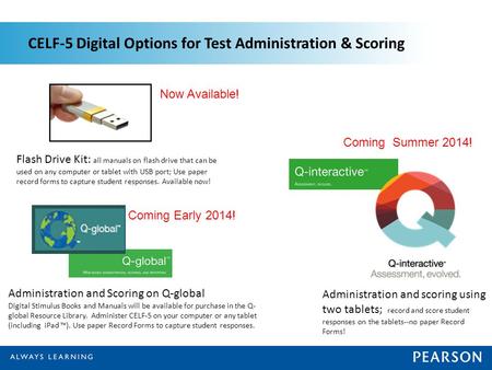 CELF-5 Digital Options for Test Administration & Scoring